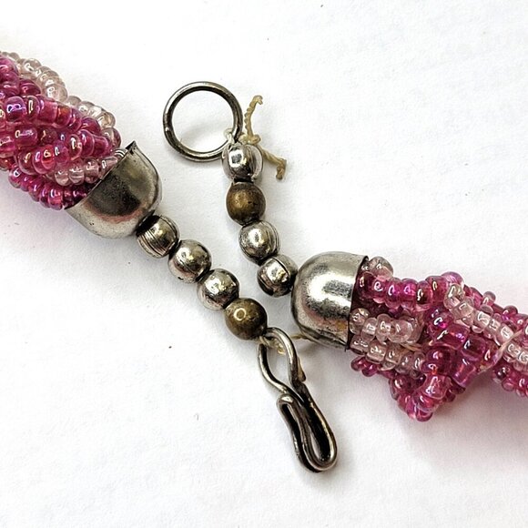 Chunky Pink Shell Necklace ,Chips and Pink Beads Bib Necklace - Picture 10 of 12